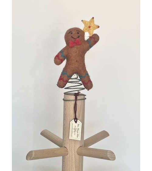 Festive Gingerbread Man - Christmas Tree Topper Decoration Sew Heart Felt 2024 christmas decorations xmas tree decorations