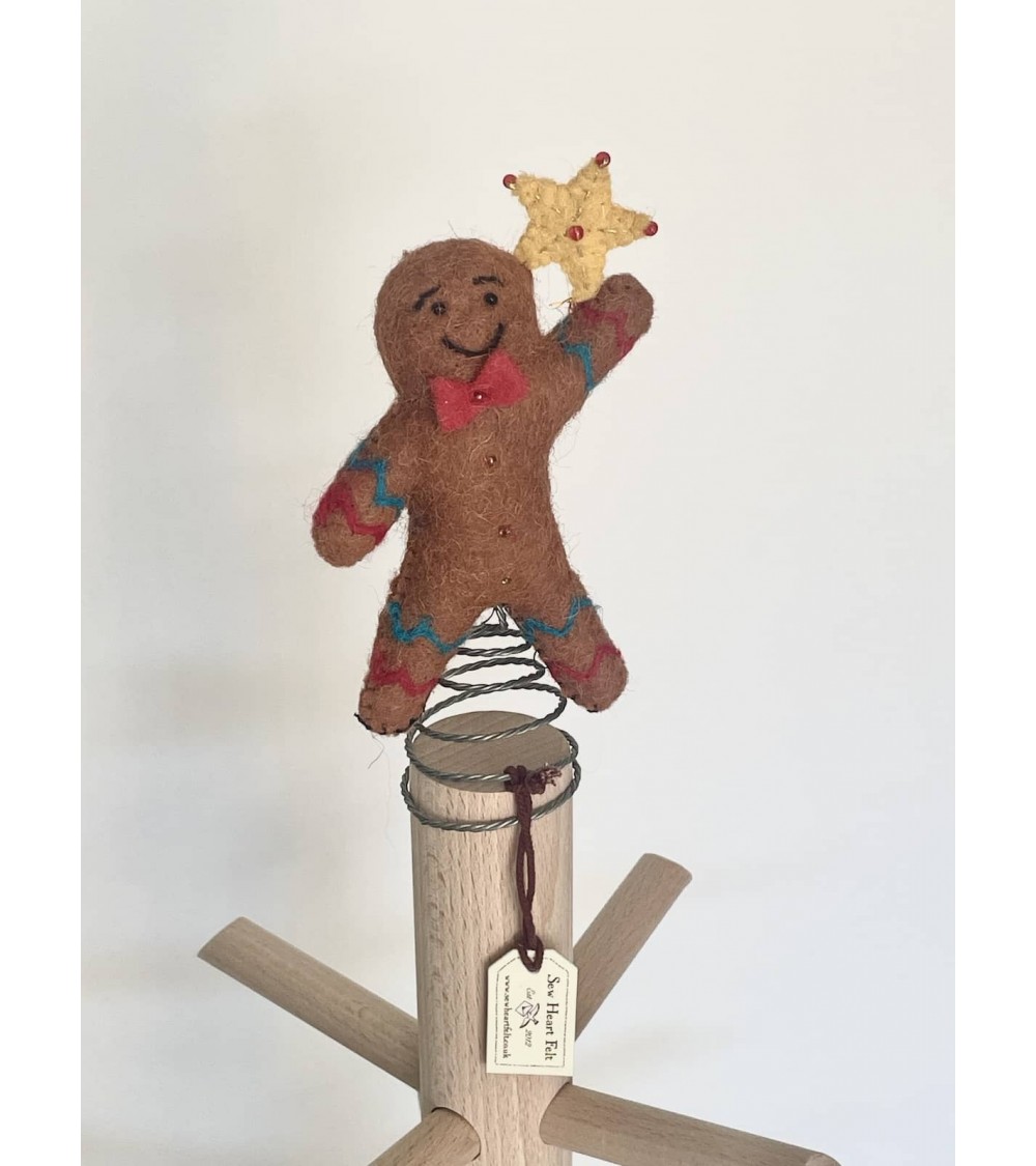 Omino di pan di zenzero festivo - Puntale per albero di Natale Sew Heart Felt Decorazioni natalizie eleganti particolari deco...