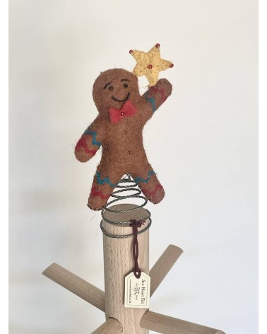 Festive Gingerbread Man - Christmas Tree Topper Decoration Sew Heart Felt 2024 christmas decorations xmas tree decorations
