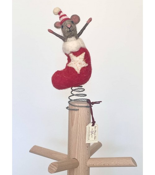 Souris dans une chaussette de Noël - Pointe de sapin de Noel Sew Heart Felt decoration noel decor déco de noel 2024 maison fa...