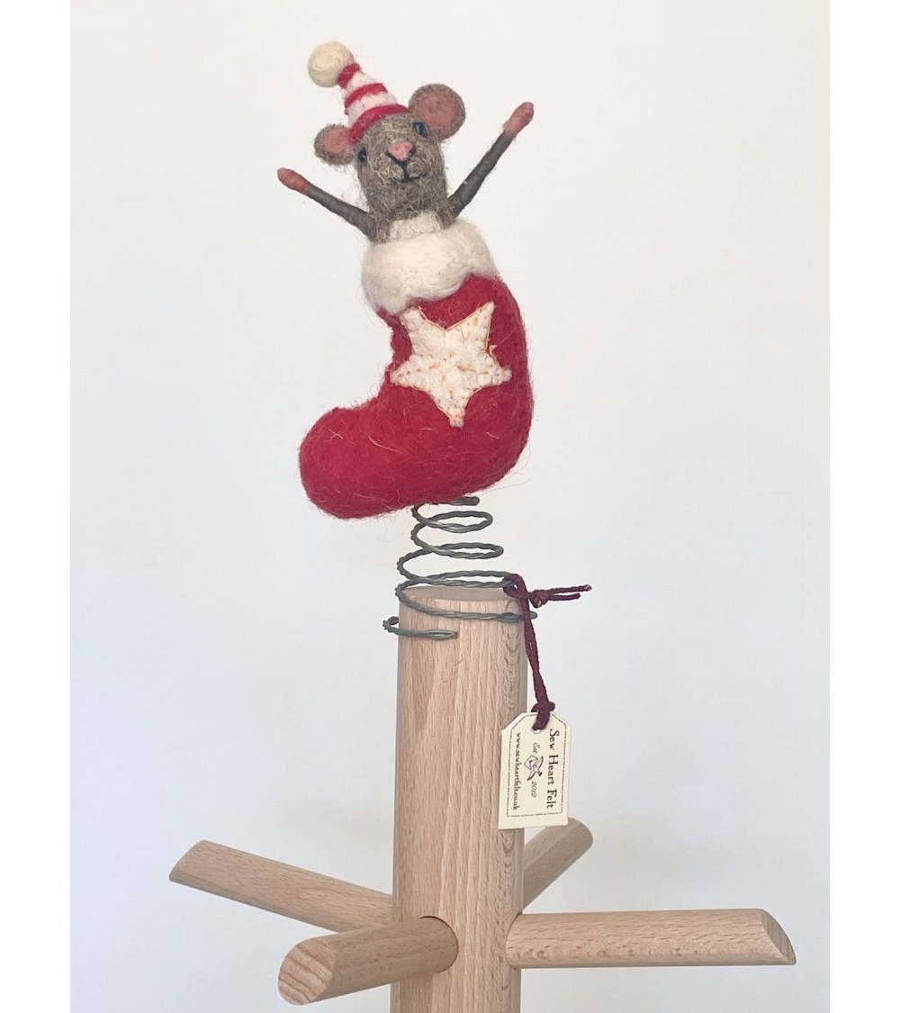 Souris dans une chaussette de Noël - Pointe de sapin de Noel Sew Heart Felt decoration noel decor déco de noel 2024 maison fa...