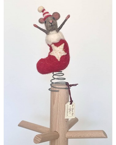 Souris dans une chaussette de Noël - Pointe de sapin de Noel Sew Heart Felt decoration noel decor déco de noel 2024 maison fa...