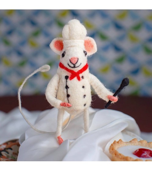 Souris chef cuisinier - Objet déco Sew Heart Felt original kitatori suisse