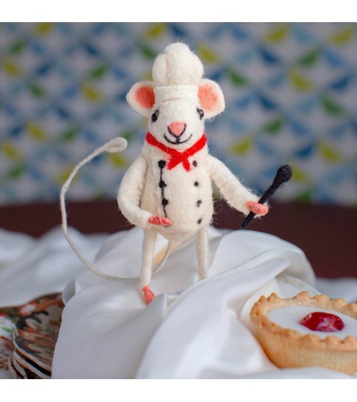 Souris chef cuisinier - Objet déco Sew Heart Felt original kitatori suisse