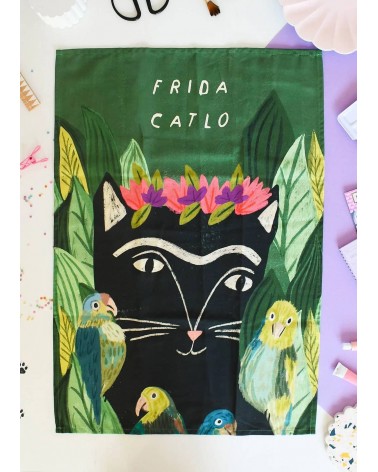 Frida Catlo - Tea towel, kitchen towel Niaski best kitchen hand towels fall funny cute