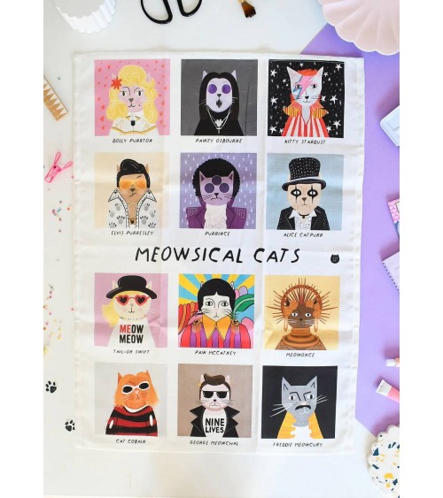 Meowsical Cats - Torchon, linge de cuisine original Niaski torchon vaisselle qualité serviette haut de gamme beaux essuie mai...