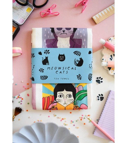 Meowsical Cats - Tea towel, kitchen towel Niaski best kitchen hand towels fall funny cute