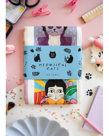 Meowsical Cats - Tea towel, kitchen towel Niaski best kitchen hand towels fall funny cute