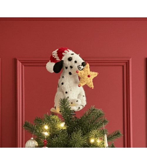 Spotty Dog - Christmas Tree Topper Decoration Sew Heart Felt 2024 christmas decorations xmas tree decorations
