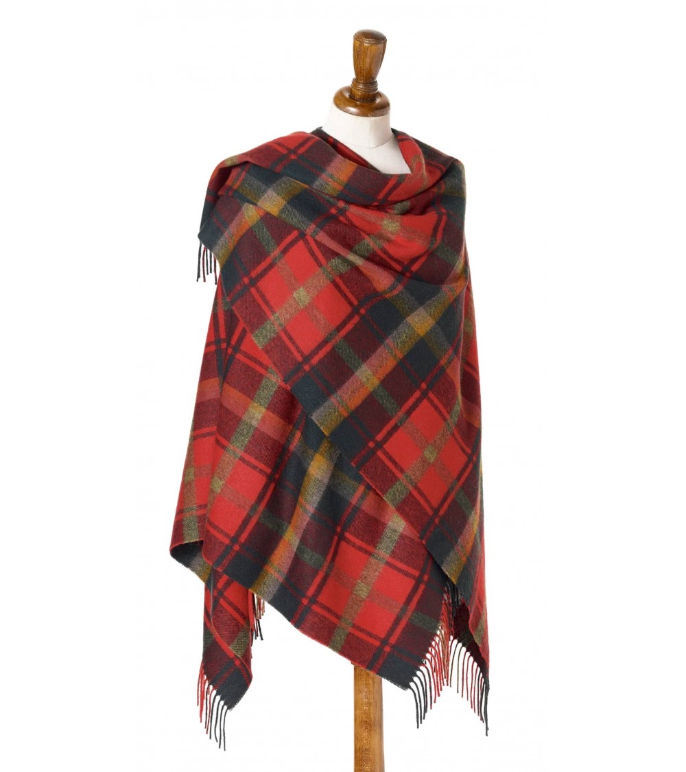 Mini Ruana Tartan DARK MAPLE - poncho, cape en laine Bronte by Moon femme hiver chic plaid kitatori suisse