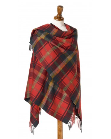 Mini Ruana Tartan DARK MAPLE - poncho, cape en laine Bronte by Moon femme hiver chic plaid kitatori suisse