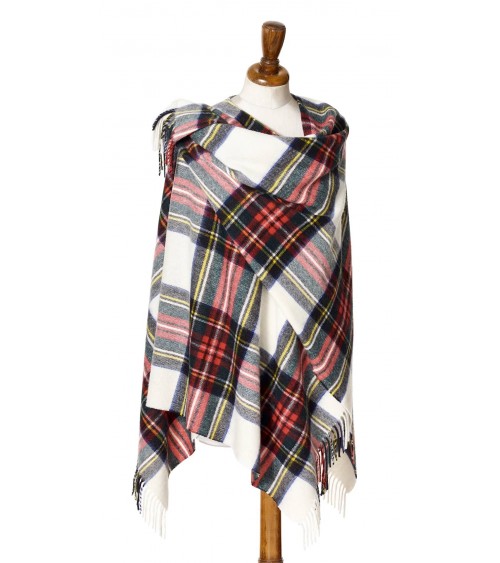 Mini Ruana Tartan DRESS STEWART - Mantella, poncho di lana Bronte by Moon donna elegante invernale kitatori svizzera