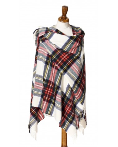 Mini Ruana Tartan DRESS STEWART - Merino wool poncho Bronte by Moon cape warm winter elegant for women kitatori switzerland