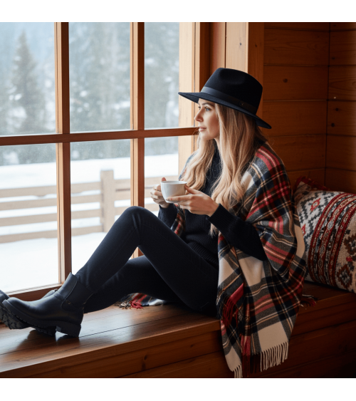 Mini Ruana Tartan DRESS STEWART - Poncho, Cape aus Wolle Bronte by Moon wollponcho Ponchos für Damen elegant Winter kaufen