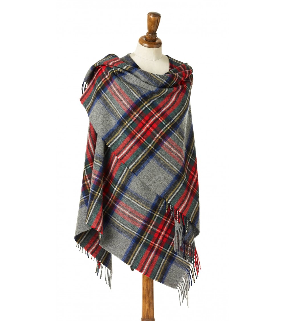 Mini Ruana Tartan GREY STEWART - Poncho, Cape aus Wolle Bronte by Moon wollponcho Ponchos für Damen elegant Winter kaufen
