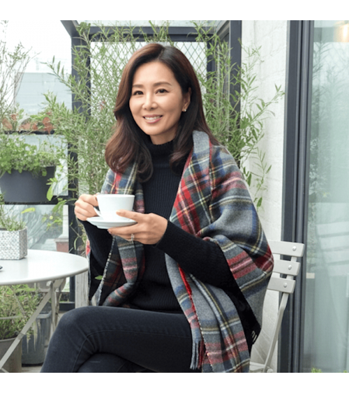 Mini Ruana Tartan GREY STEWART - Mantella, poncho di lana Bronte by Moon donna elegante invernale kitatori svizzera