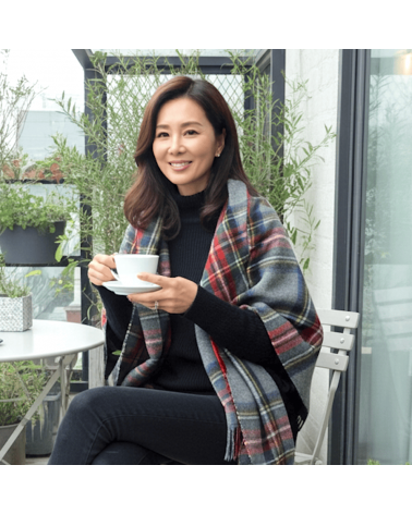 Mini Ruana Tartan GREY STEWART - Poncho, Cape aus Wolle Bronte by Moon wollponcho Ponchos für Damen elegant Winter kaufen