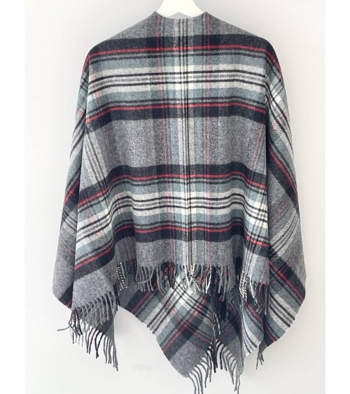 Mini Ruana Tartan GREY STEWART - Mantella, poncho di lana Bronte by Moon donna elegante invernale kitatori svizzera