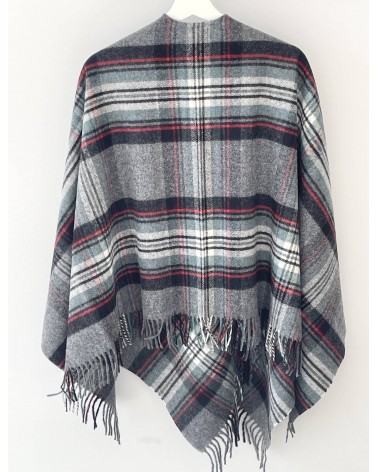 Mini Ruana Tartan GREY STEWART - Poncho, Cape aus Wolle Bronte by Moon wollponcho Ponchos für Damen elegant Winter kaufen