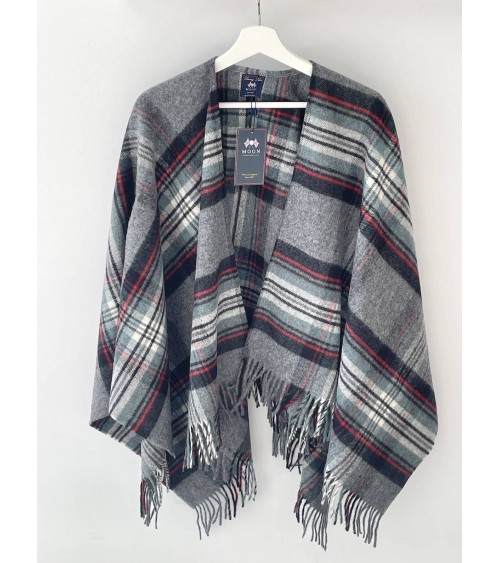 Mini Ruana Tartan GREY STEWART - Poncho, Cape aus Wolle Bronte by Moon wollponcho Ponchos für Damen elegant Winter kaufen