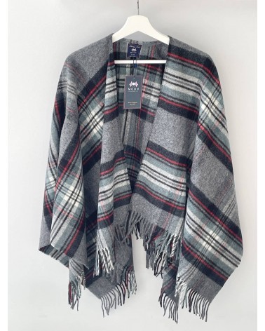 Mini Ruana Tartan GREY STEWART - Mantella, poncho di lana Bronte by Moon donna elegante invernale kitatori svizzera