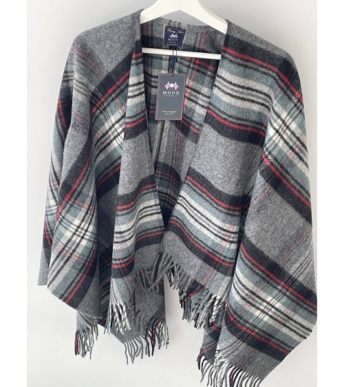 Mini Ruana Tartan GREY STEWART - Mantella, poncho di lana Bronte by Moon donna elegante invernale kitatori svizzera