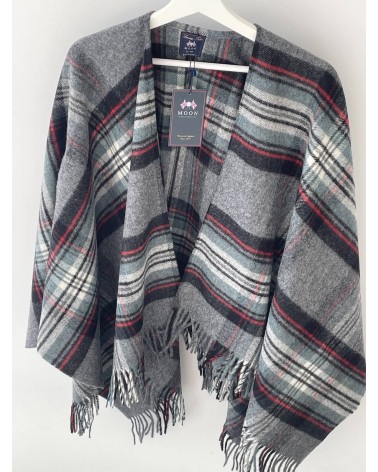 Mini Ruana Tartan GREY STEWART - Mantella, poncho di lana Bronte by Moon donna elegante invernale kitatori svizzera