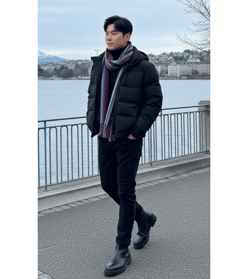 Stripe Bright Multi - écharpe en laine merinos Bronte by Moon luxe pour femme homme Suisse Kitatori