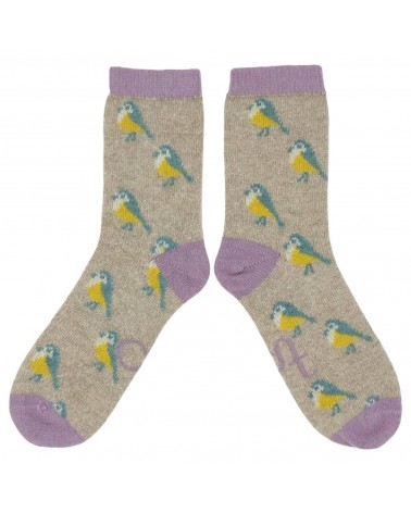Blue Birds - Wool socks for women Catherine Tough funny crazy cute cool best pop socks for women men