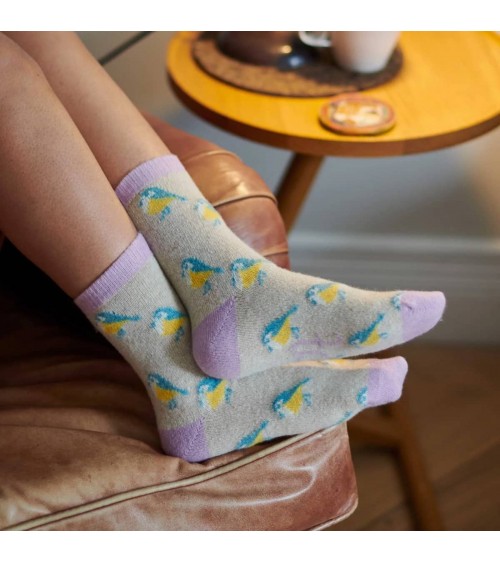 Blaue Vögel - Wollsocken für Damen Catherine Tough socke kuschelsocken für damen lustig herren farbige coole socken