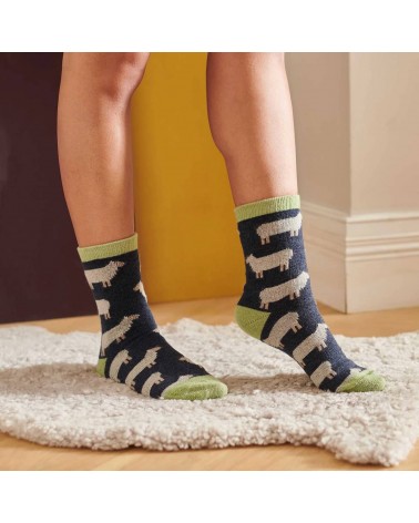 Pecore - Blu navy e verde menta - Calze in lana donna Catherine Tough calze da uomo per donna divertenti simpatici particolari