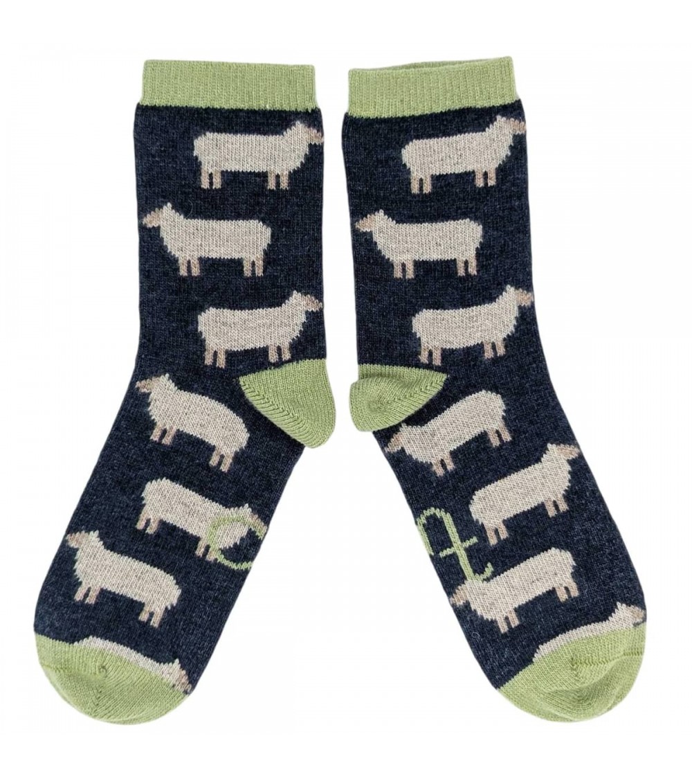Mouton - Bleu marine & vert menthe - Chaussettes en laine pour femme Catherine Tough jolies pour femme originales pour homme ...