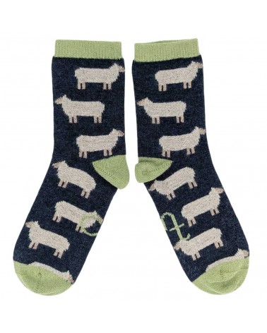 Pecore - Blu navy e verde menta - Calze in lana donna Catherine Tough calze da uomo per donna divertenti simpatici particolari