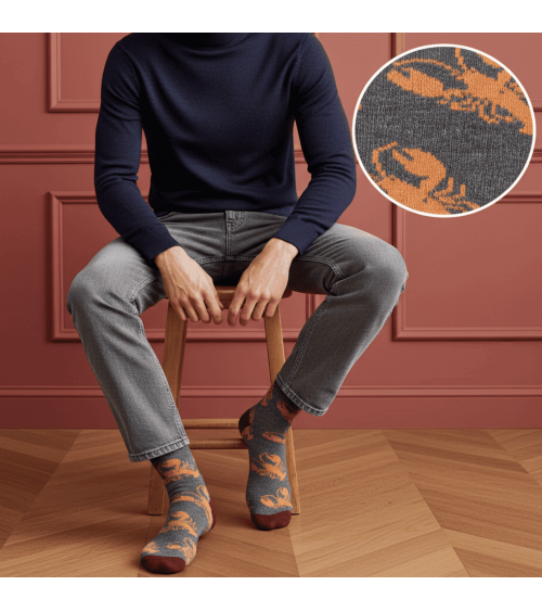 Aragosta - Calzettoni di lana uomo - Grigio e Pesca Catherine Tough calze da uomo per donna divertenti simpatici particolari