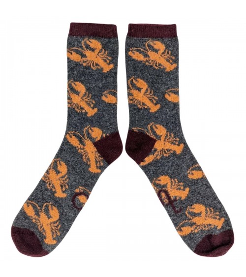 Homard - Chaussettes en laine pour homme - Gris & Pêche Catherine Tough jolies pour femme originales pour homme chausset rigo...