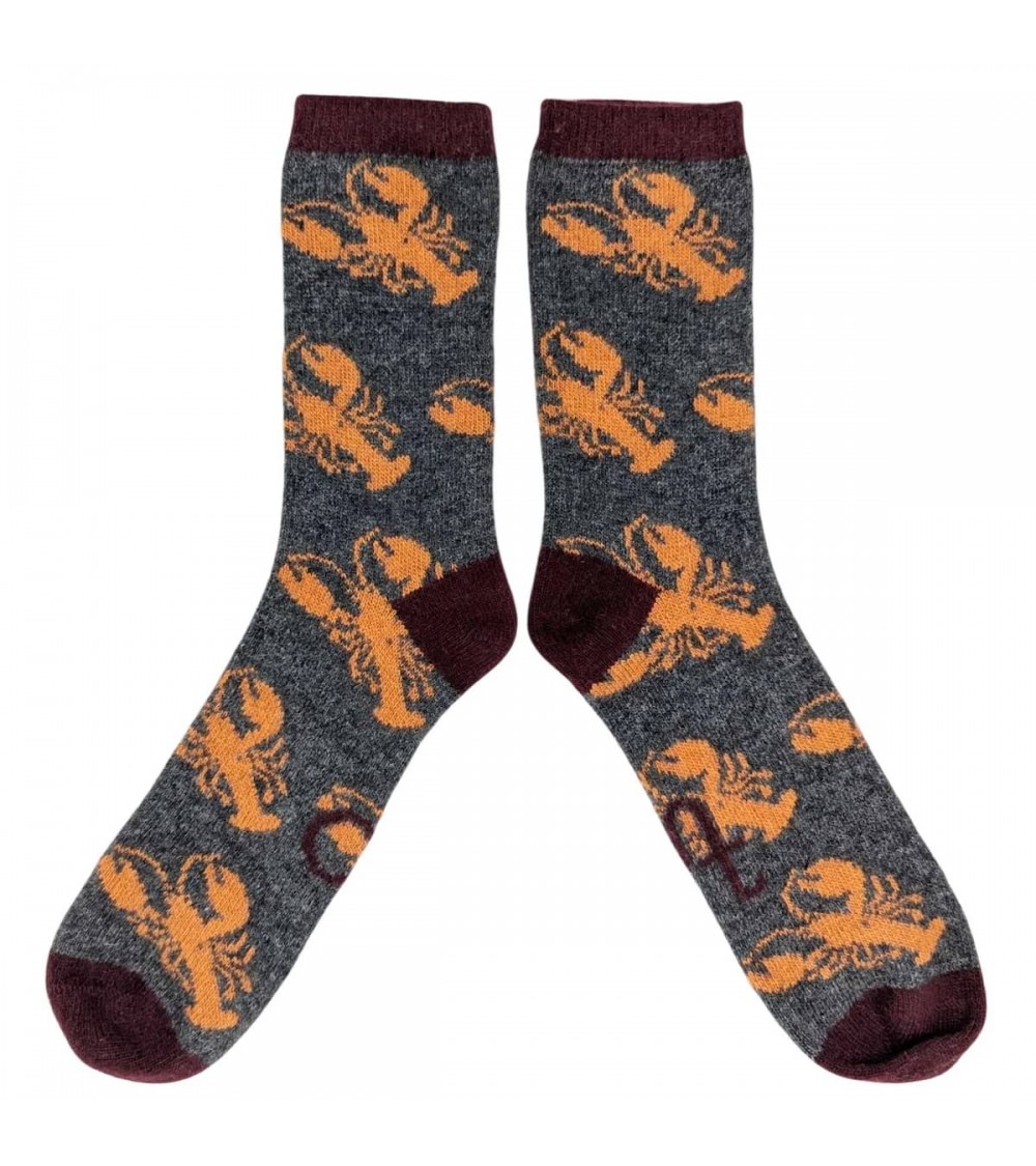 Homard - Chaussettes en laine pour homme - Gris & Pêche Catherine Tough jolies pour femme originales pour homme chausset rigo...
