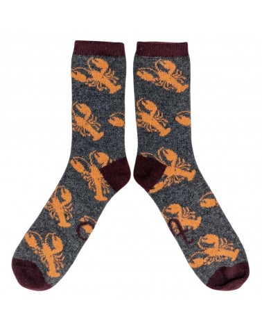 Homard - Chaussettes en laine pour homme - Gris & Pêche Catherine Tough jolies pour femme originales pour homme chausset rigo...