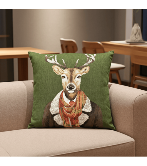 Hirsch, Anthropomorphes Porträt - Kissenbezug, Zierkissen Yapatkwa zierkissen sofa deko kissen kaufen dekokissen sofakissen