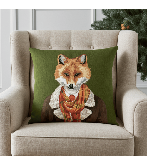 Fuchs, Anthropomorphes Porträt - Kissenbezug, Zierkissen Yapatkwa zierkissen sofa deko kissen kaufen dekokissen sofakissen