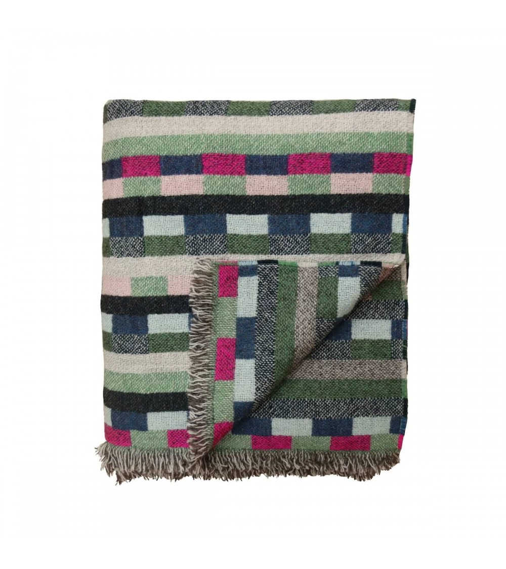 Wolldecke Glitch Waldgrün - Plaid, Tagesdecke Donna Wilson Schafwolldecke warme Woll Decken Sofa wohndecke kaufen