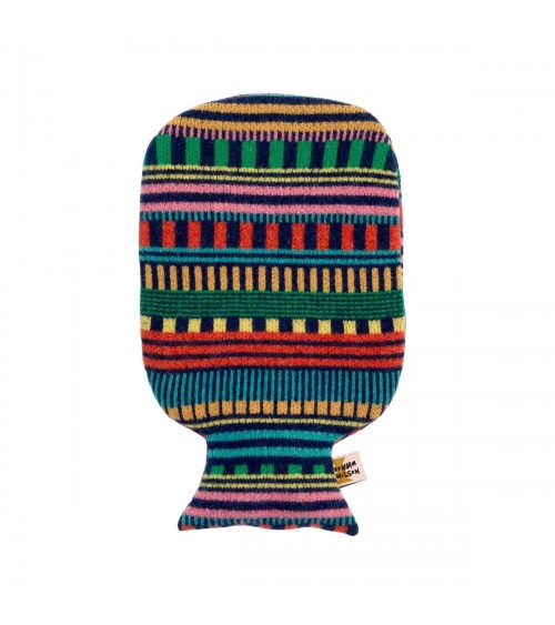 Large Hot water bottle with Multi Stripe knitted wool cover Donna Wilson best luxury cool nice cute portable