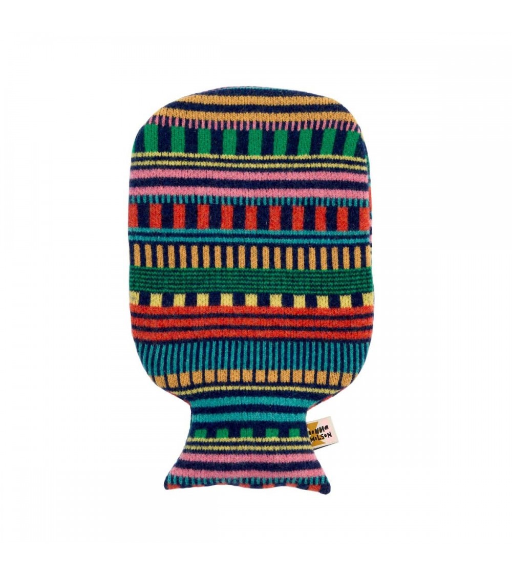 Large Hot water bottle with Multi Stripe knitted wool cover Donna Wilson best luxury cool nice cute portable