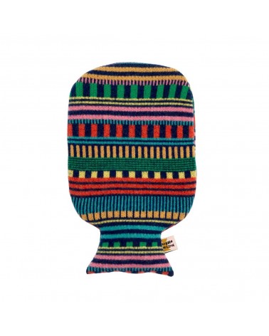 Large Hot water bottle with Multi Stripe knitted wool cover Donna Wilson best luxury cool nice cute portable