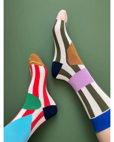 Dépareillées - Chaussettes fantaisie pour femme en coton bio Donna Wilson jolies pour femme originales pour homme chausset ri...