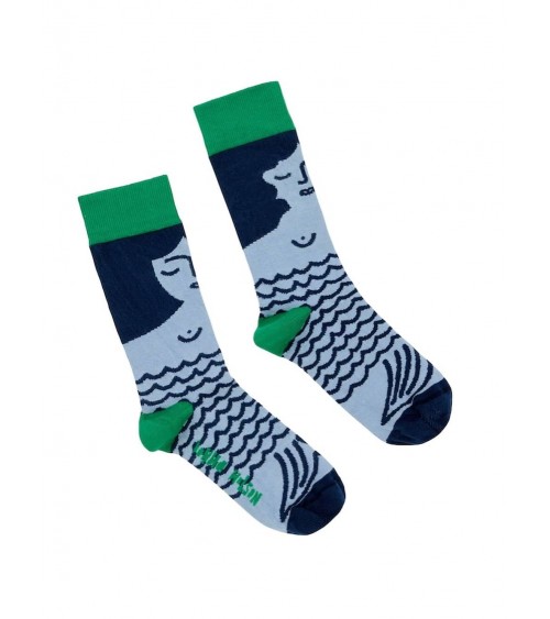 Sirène - Chaussettes fantaisie pour femme en coton bio Donna Wilson jolies pour femme originales pour homme chausset rigolote...