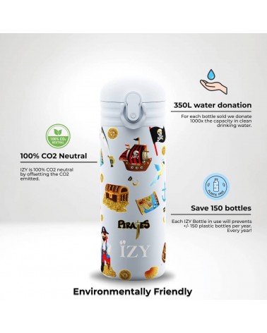 Piraten - Kinder Thermo Trinkflasche - Blau IZY Bottles trink thermos flaschen wasserflaschen sport kaufen