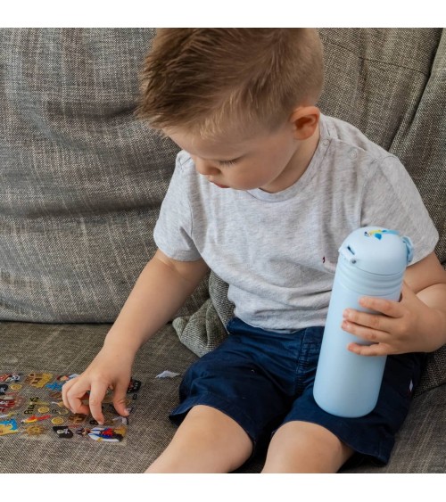 Pirates - Gourde enfant isotherme avec paille - Bleu IZY Bottles gourde sport metal d eau aluminium thé design