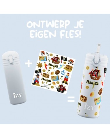 Piraten - Kinder Thermo Trinkflasche - Blau IZY Bottles trink thermos flaschen wasserflaschen sport kaufen