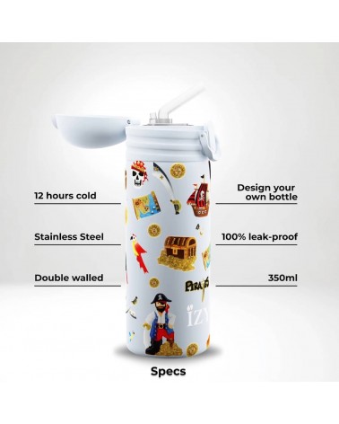 Pirates - Kids insulated water bottle - Blue IZY Bottles best water bottle