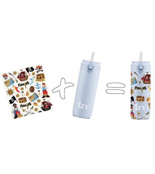 Piraten - Kinder Thermo Trinkflasche - Blau IZY Bottles trink thermos flaschen wasserflaschen sport kaufen